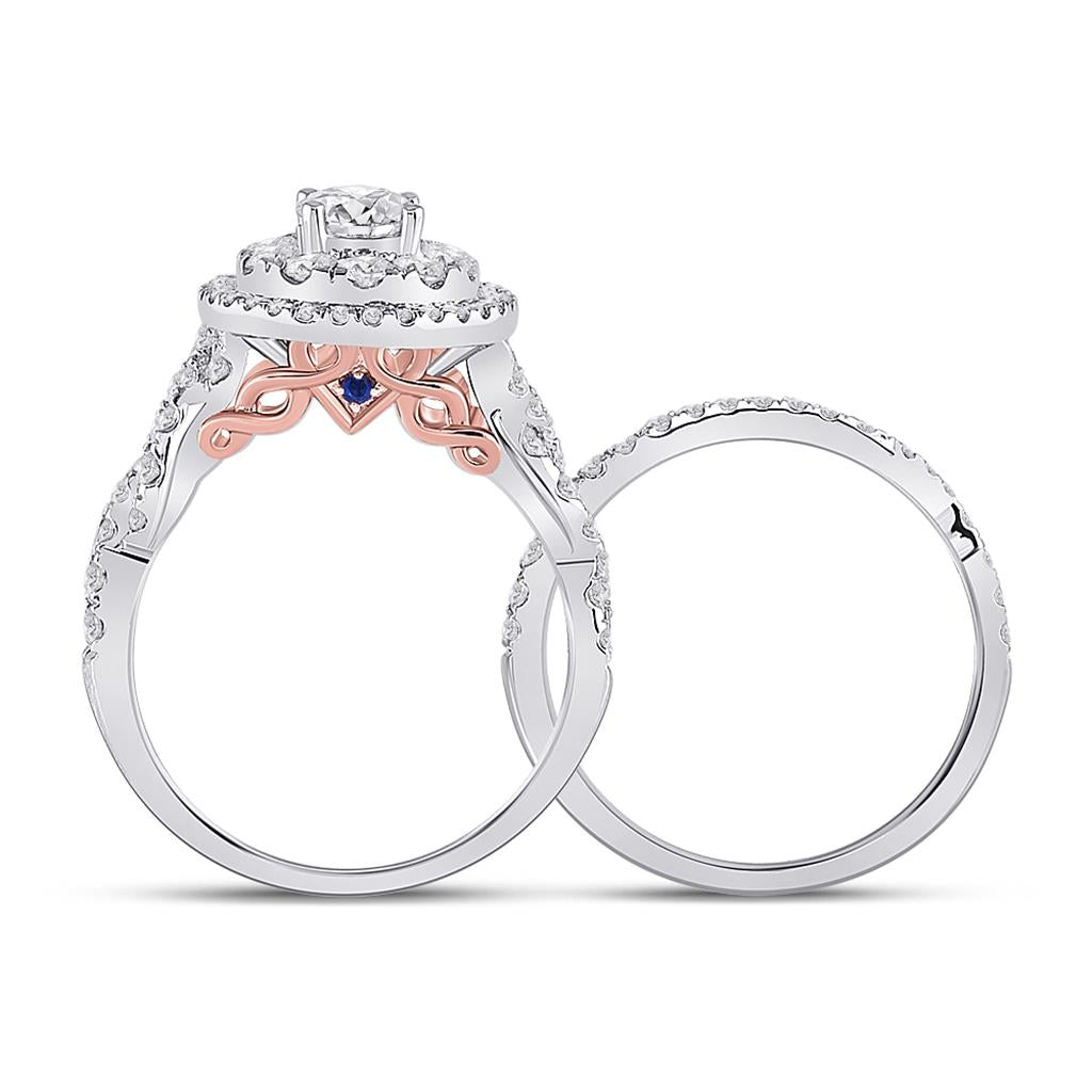 14k Two-tone Gold Round Diamond Bridal Wedding Ring Set 2 Ctw (Certified)