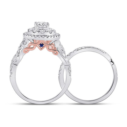 14k Two-tone Gold Round Diamond Bridal Wedding Ring Set 2 Ctw (Certified)