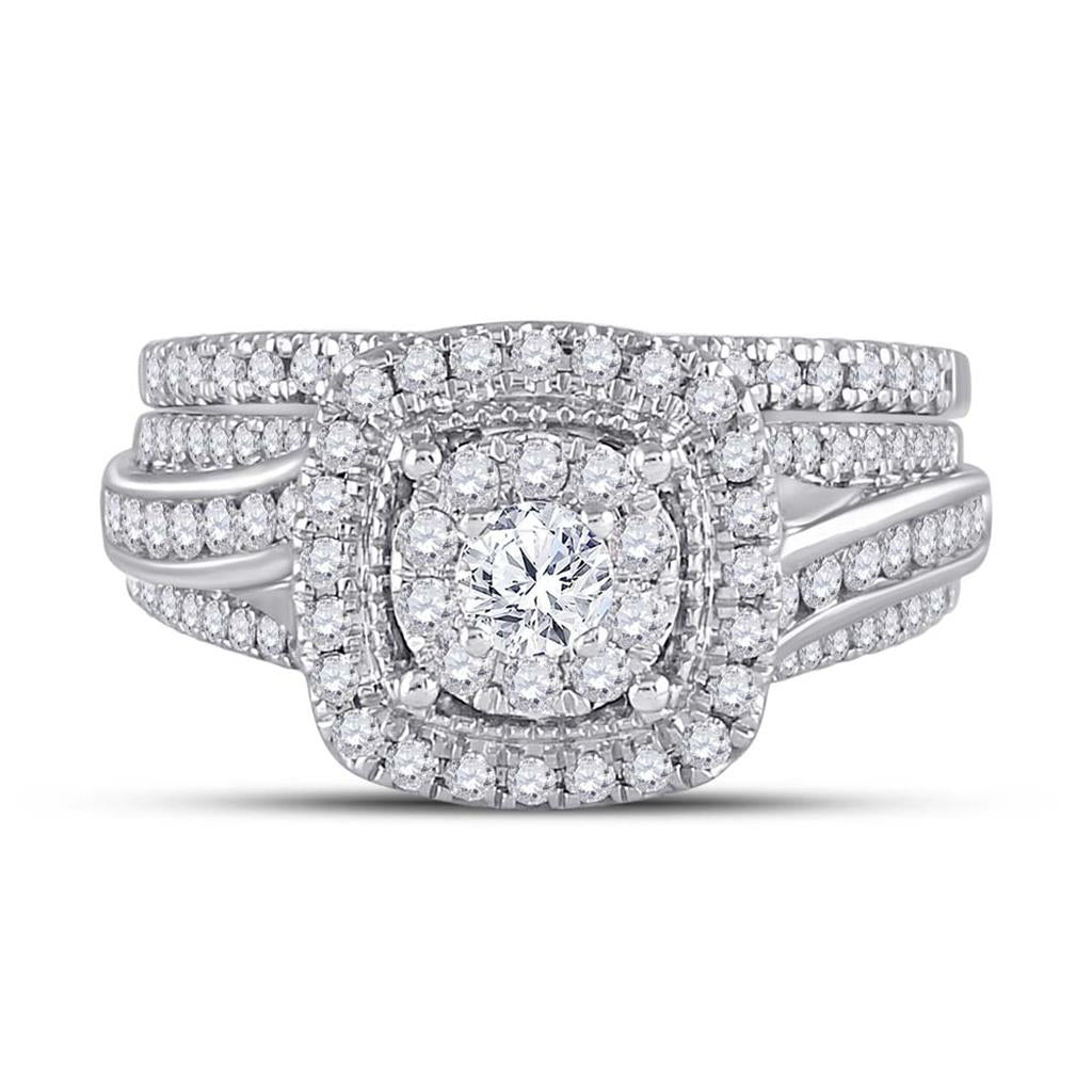 14k Two-tone Gold Round Diamond Bridal Wedding Ring Set 1 Ctw (Certified)