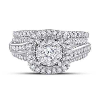 14k Two-tone Gold Round Diamond Bridal Wedding Ring Set 1 Ctw (Certified)