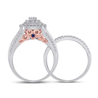 14k Two-tone Gold Round Diamond Bridal Wedding Ring Set 1 Ctw (Certified)