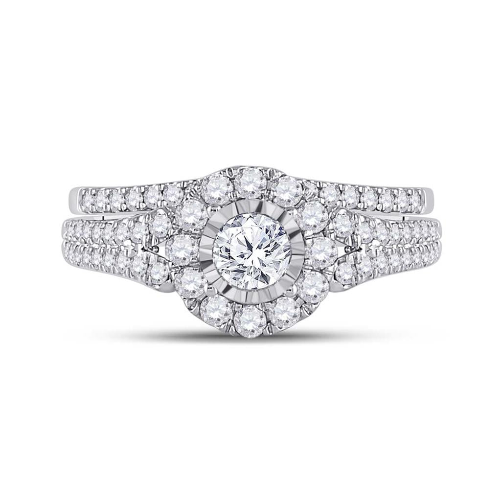 14k Two-tone Gold Round Diamond Bridal Wedding Ring Set 1 Ctw (Certified)