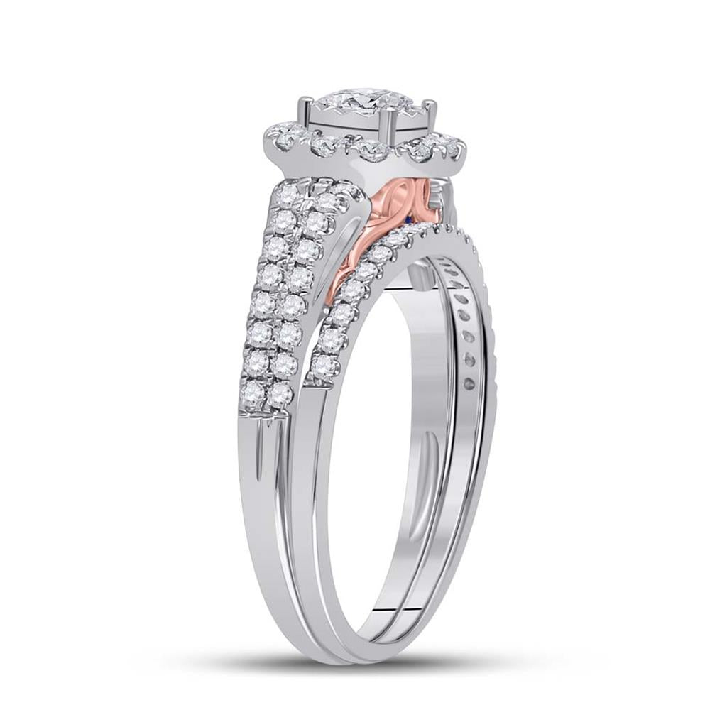 14k Two-tone Gold Round Diamond Bridal Wedding Ring Set 1 Ctw (Certified)