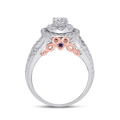 14k Two-tone Gold Round Diamond Bridal Wedding Ring Set 1-1/2 Ctw (Certified)