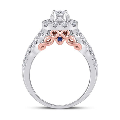 14k Two-tone Gold Round Diamond Bridal Wedding Ring Set 1-1/2 Ctw (Certified)