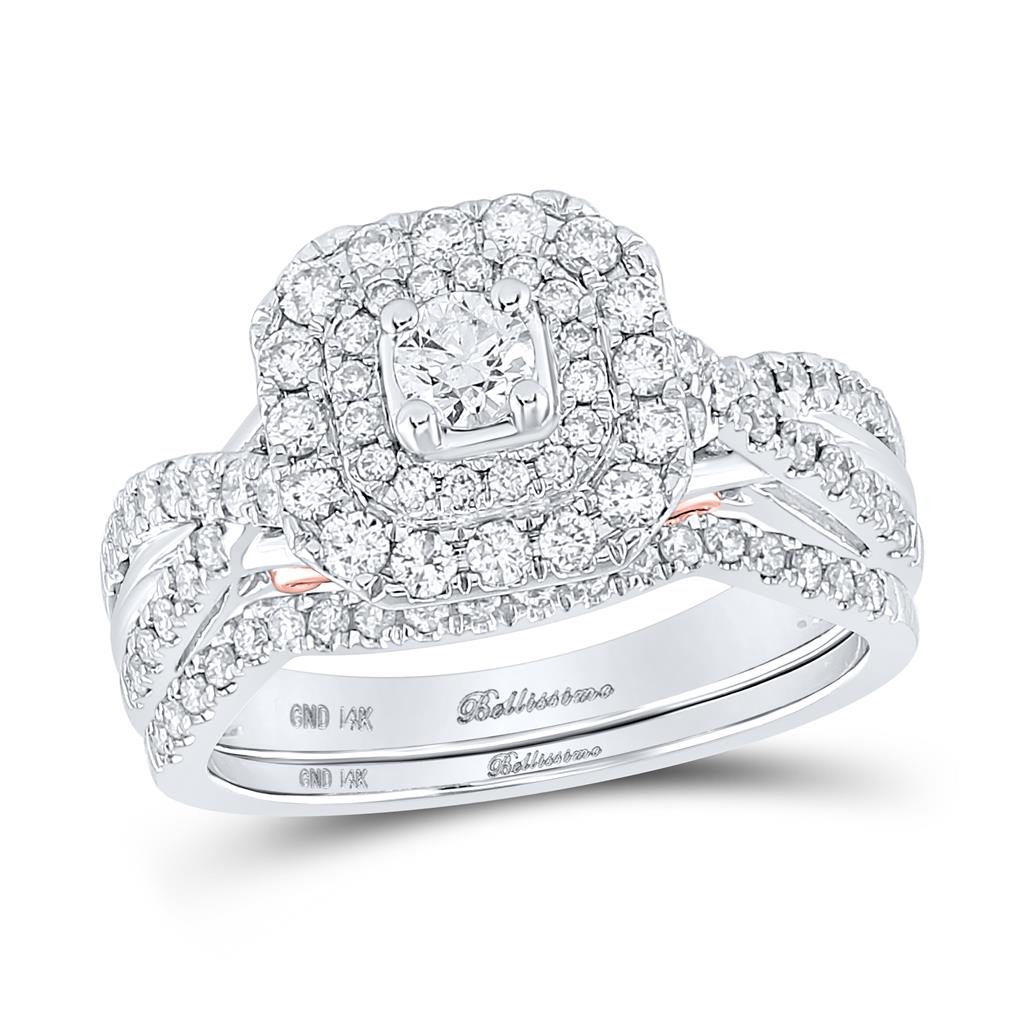14k Two-tone Gold Round Diamond Bridal Wedding Ring Set 1 Ctw (Certified)