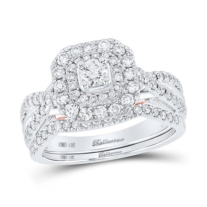 14k Two-tone Gold Round Diamond Bridal Wedding Ring Set 1 Ctw (Certified)