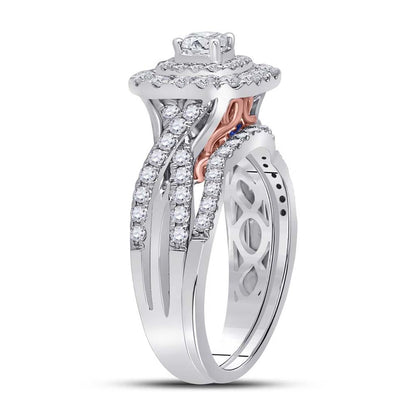 14k Two-tone Gold Round Diamond Bridal Wedding Ring Set 1 Ctw (Certified)