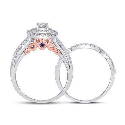 14k Two-tone Gold Round Diamond Bridal Wedding Ring Set 1 Ctw (Certified)