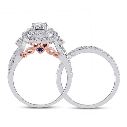 14k Two-tone Gold Round Diamond Bridal Wedding Ring Set 1 Ctw (Certified)