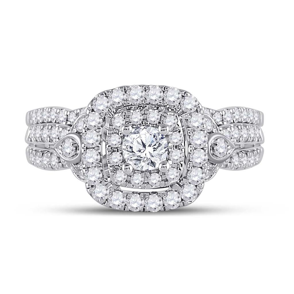 14k Two-tone Gold Round Diamond Bridal Wedding Ring Set 1 Ctw (Certified)