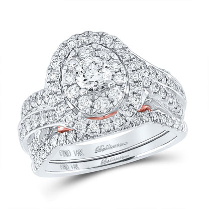 14k Two-tone Gold Round Diamond Bridal Wedding Ring Set 1-1/2 Ctw (Certified)