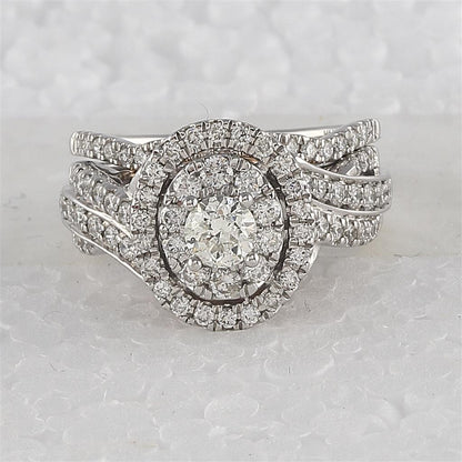 14k Two-tone Gold Round Diamond Bridal Wedding Ring Set 1-1/2 Ctw (Certified)