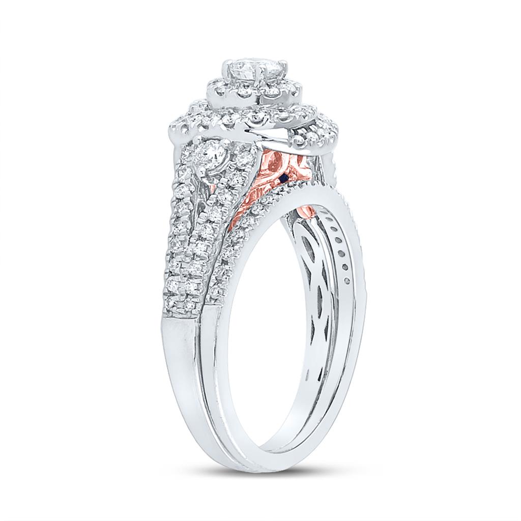 14k Two-tone Gold Round Diamond Bridal Wedding Ring Set 1 Cttw (Certified)