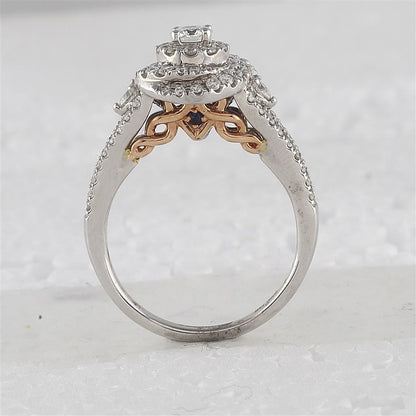 14k Two-tone Gold Round Diamond Bridal Wedding Ring Set 1 Cttw (Certified)