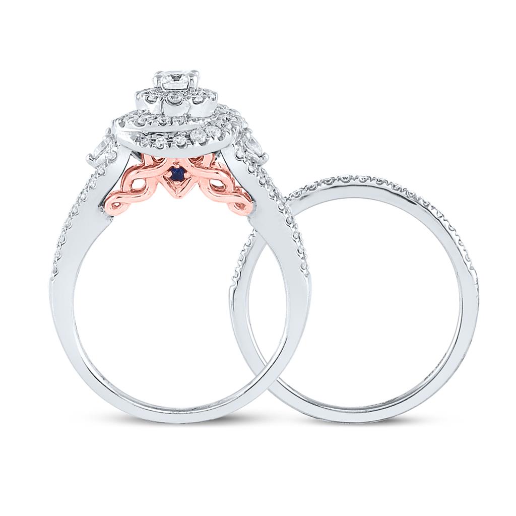 14k Two-tone Gold Round Diamond Bridal Wedding Ring Set 1 Cttw (Certified)