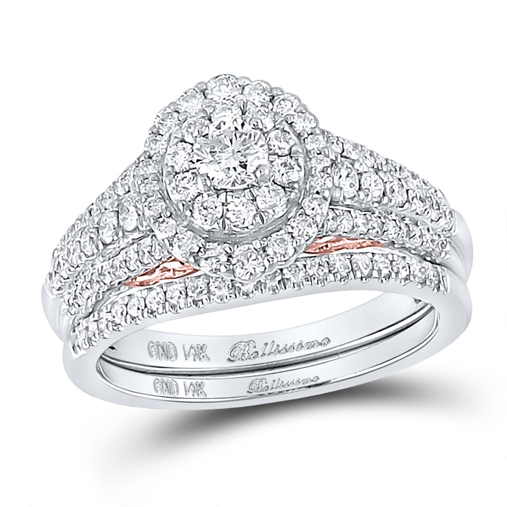 14k Two-tone Gold Round Diamond Bridal Wedding Ring Set 1 Ctw (Certified)