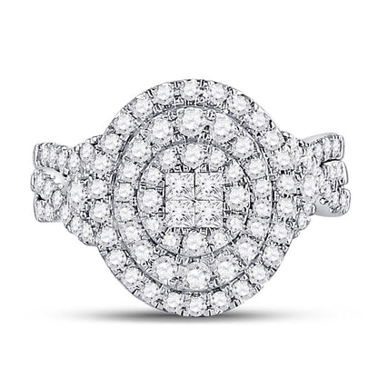 14k White Gold Princess Diamond Bridal Wedding Ring Set 1-1/4 Cttw