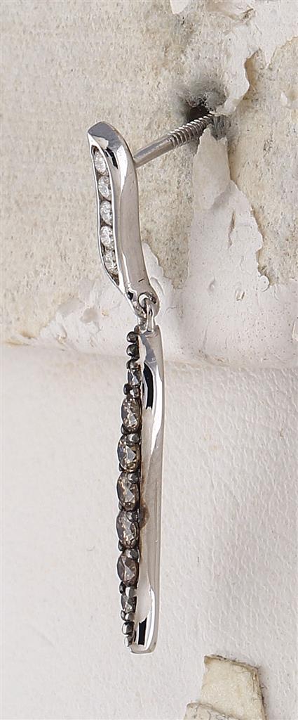 14k White Gold Round Brown Diamond Dangle Earrings 1/2 Cttw