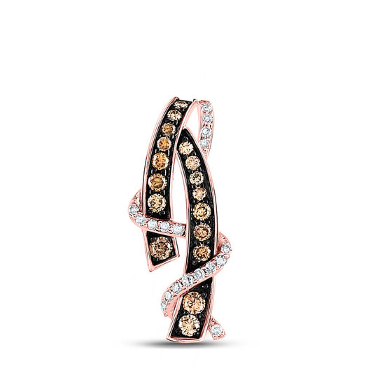 10k Rose Gold Round Brown Diamond Fashion Pendant 3/8 Cttw