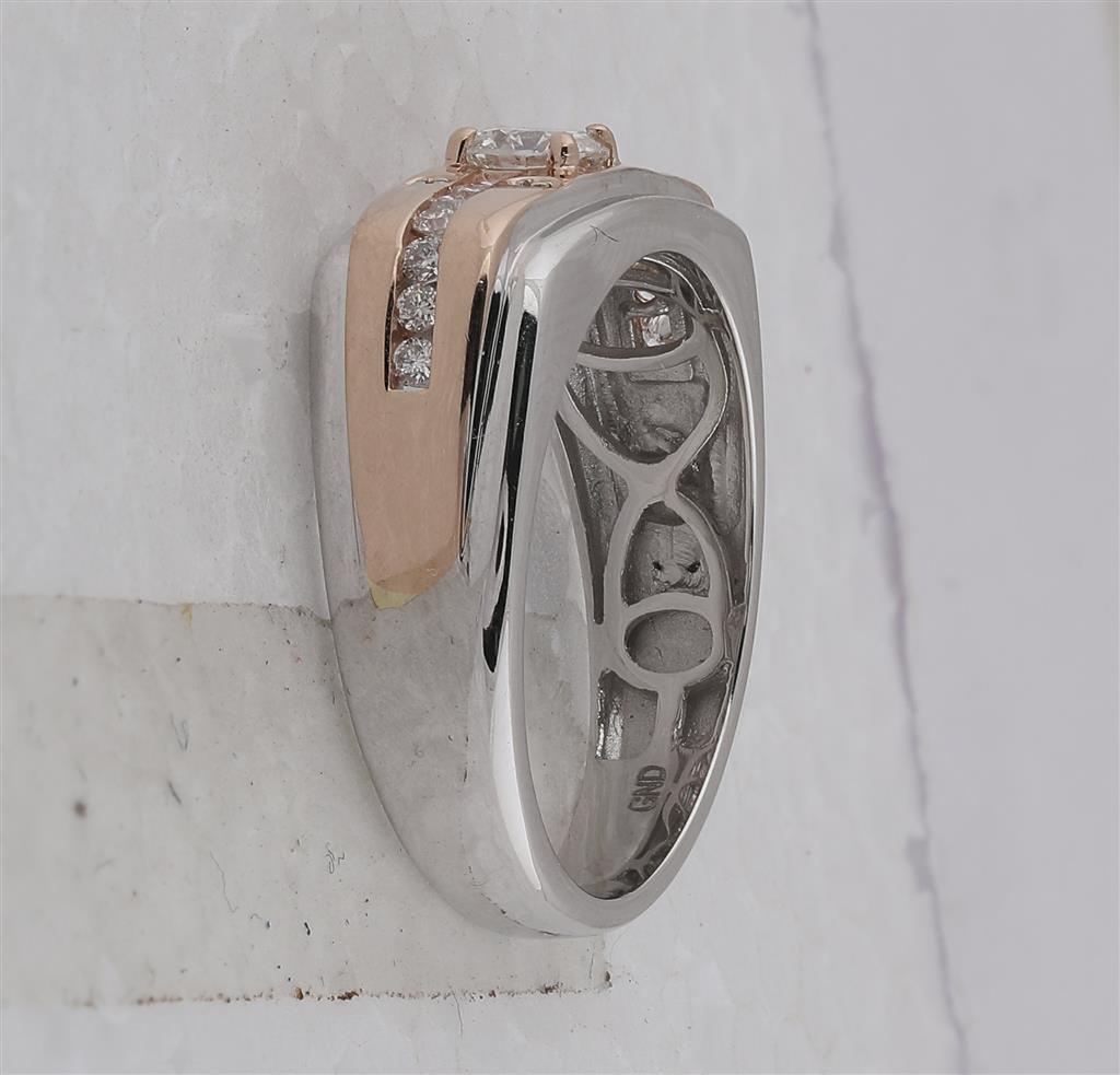 14k Two-tone Gold Round Diamond Solitaire Wedding Band Ring 5/8 Cttw (Certified)