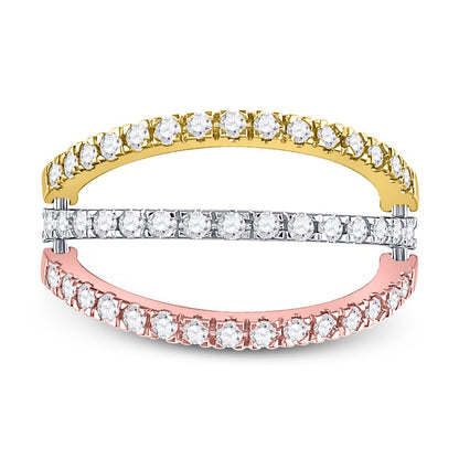 10k Tri-Tone Gold Round Black Diamond Convertible Band Ring 1 Cttw