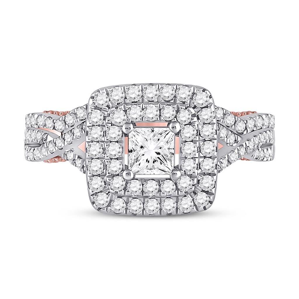 14k Two-tone Gold Princess Diamond Bridal Wedding Ring Set 1-1/2 Ctw (Certified)