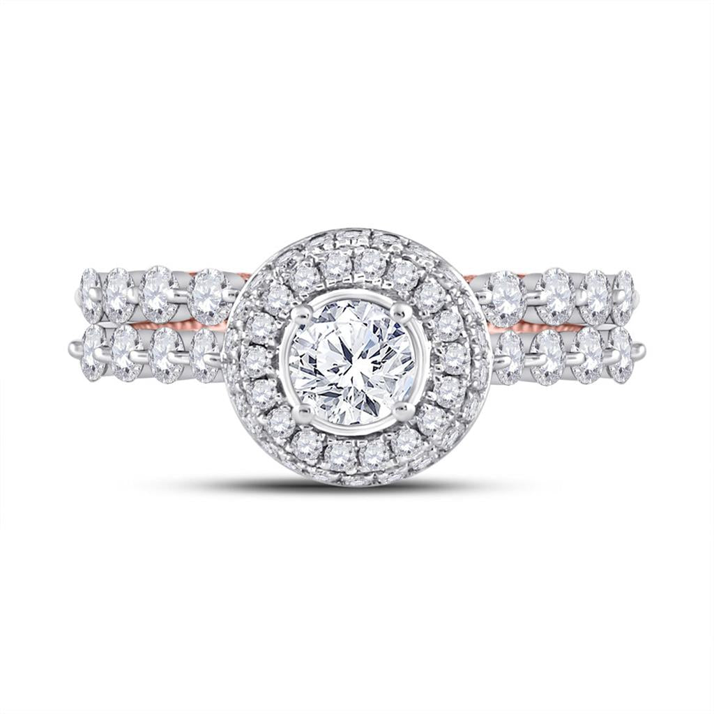 14k Two-tone Gold Round Diamond Bridal Wedding Ring Set 1-3/4 Cttw (Certified)