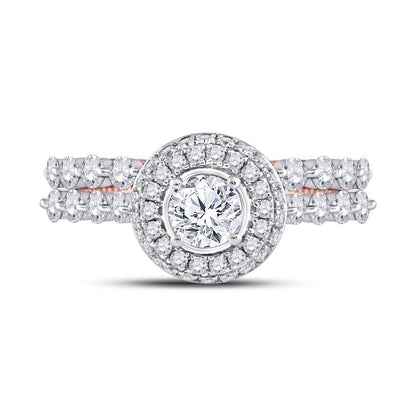 14k Two-tone Gold Round Diamond Bridal Wedding Ring Set 1-3/4 Cttw (Certified)