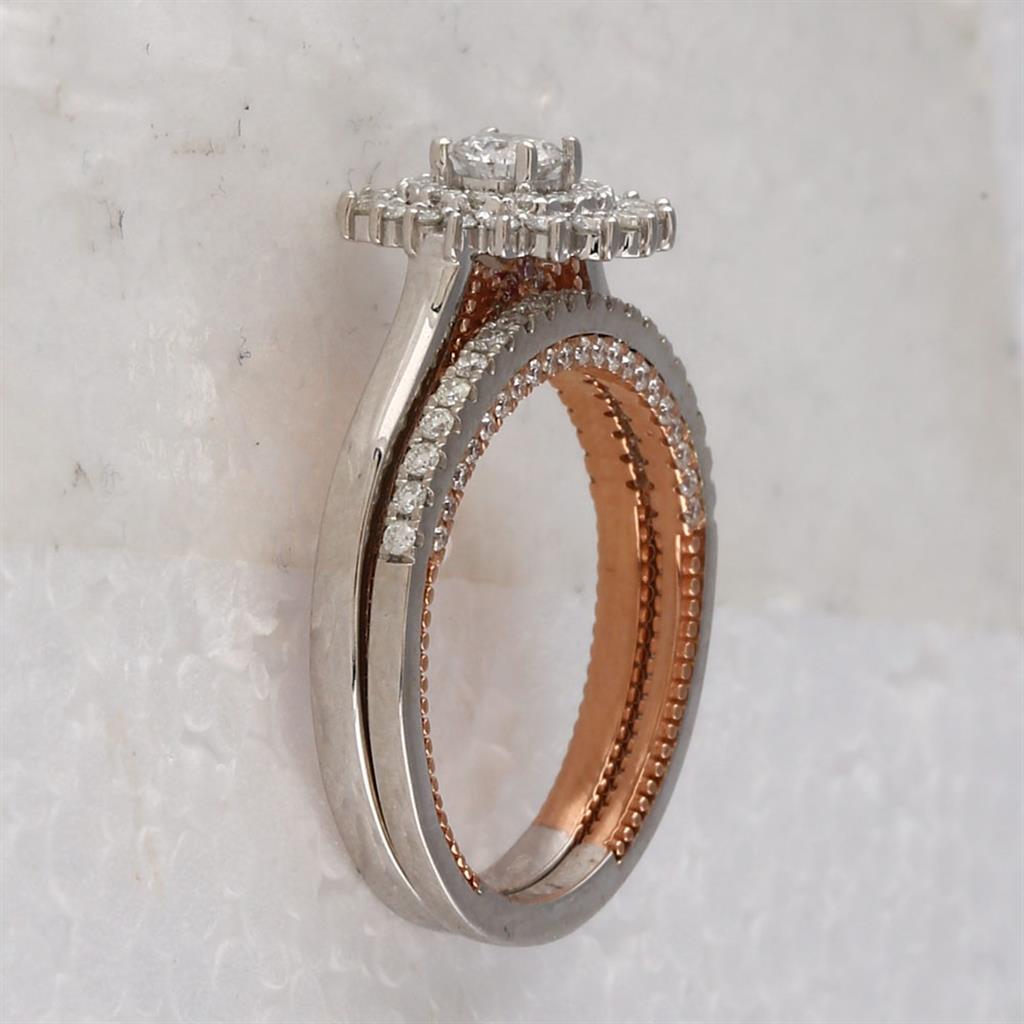 14k Two-tone Gold Round Diamond Bridal Wedding Ring Set 1 Cttw (Certified)