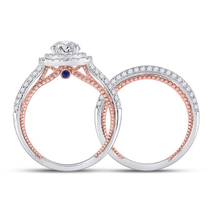 14k Two-tone Gold Round Diamond Bridal Wedding Ring Set 1-7/8 Cttw (Certified)