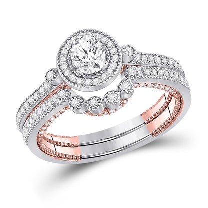 14k Two-tone Gold Oval Diamond Bridal Wedding Ring Set 1 Cttw (Certified)