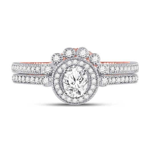 14k Two-tone Gold Oval Diamond Bridal Wedding Ring Set 1 Cttw (Certified)