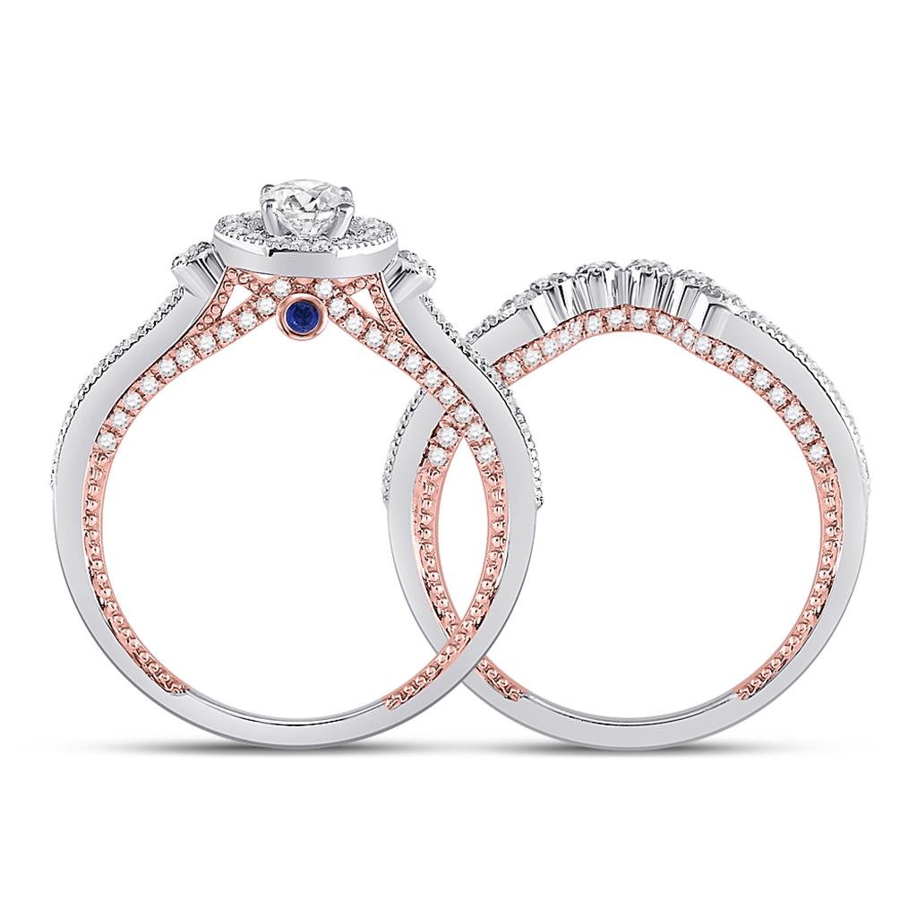 14k Two-tone Gold Oval Diamond Bridal Wedding Ring Set 1 Cttw (Certified)