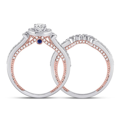14k Two-tone Gold Oval Diamond Bridal Wedding Ring Set 1 Cttw (Certified)