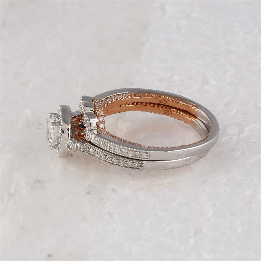 14k Two-tone Gold Oval Diamond Bridal Wedding Ring Set 1 Cttw (Certified)