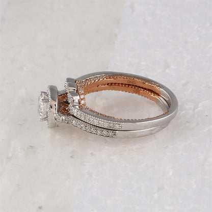 14k Two-tone Gold Oval Diamond Bridal Wedding Ring Set 1 Cttw (Certified)