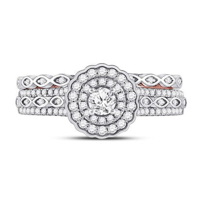 14k Two-tone Gold Round Diamond Bridal Wedding Ring Set 1 Cttw (Certified)