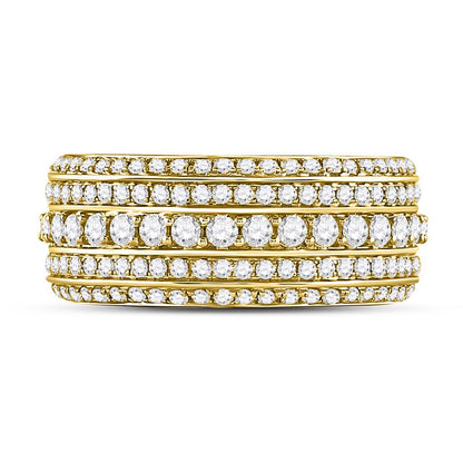 10k Yellow Gold Round Diamond Statement Band Ring 2-1/2 Cttw