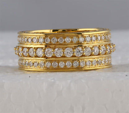 10k Yellow Gold Round Diamond Statement Band Ring 3 Cttw
