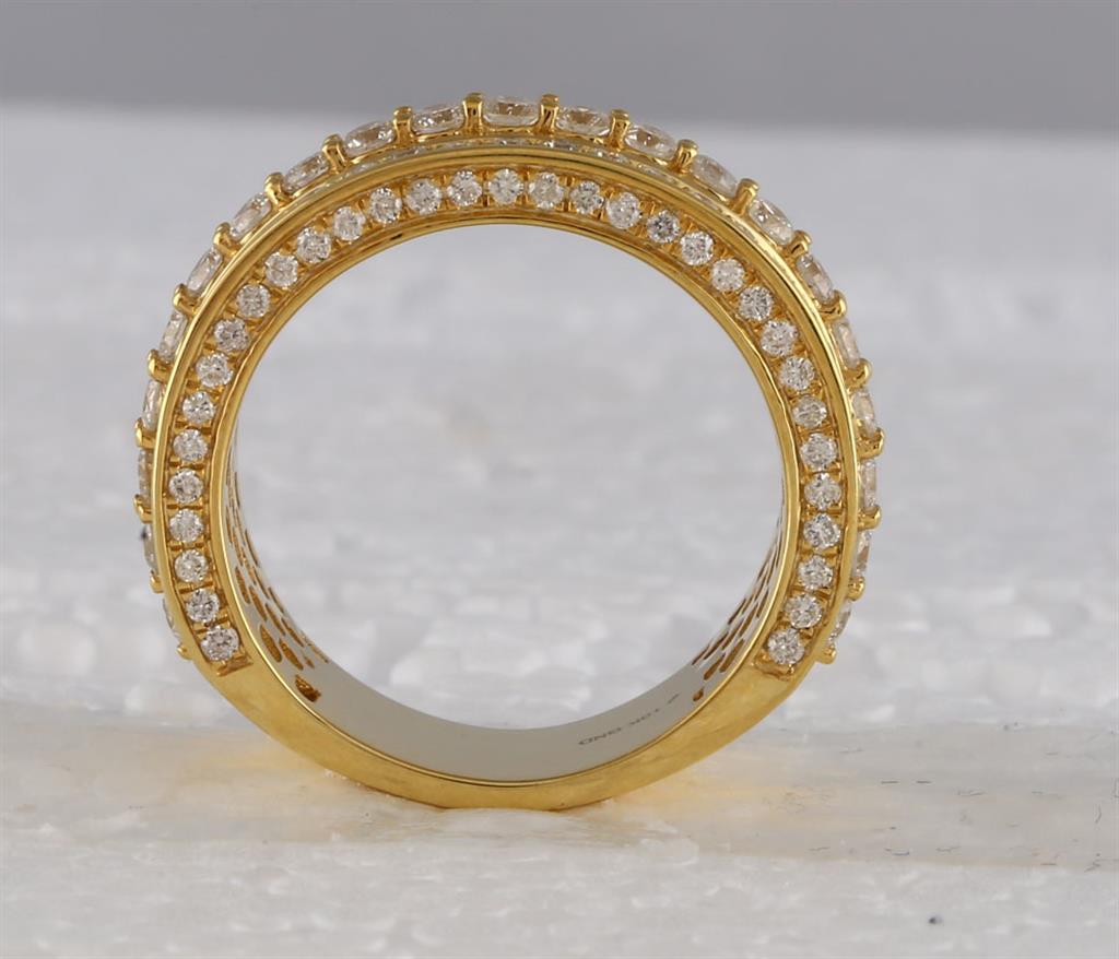 10k Yellow Gold Round Diamond Statement Band Ring 3 Cttw