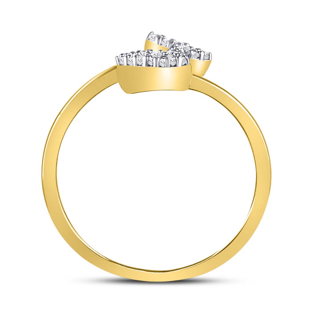 10k Yellow Gold Round Diamond Heart Arrow Band Ring 1/10 Cttw