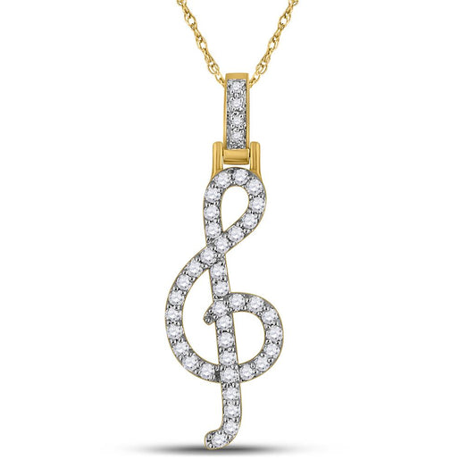 10k Yellow Gold Round Diamond Musical Fashion Pendant 3/8 Cttw
