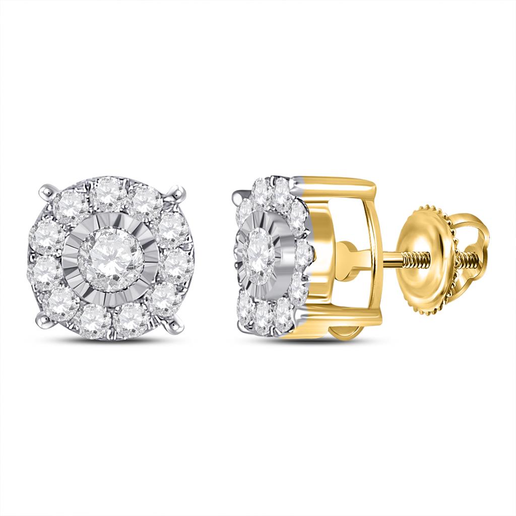 10k Yellow Gold Round Diamond Fashion Stud Earrings 5/8 Cttw