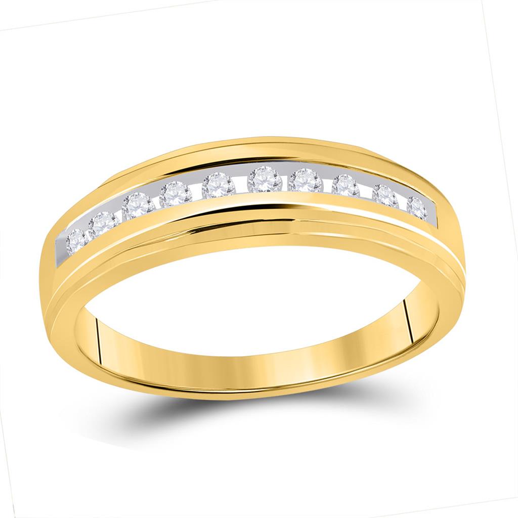 10k Yellow Gold Round Diamond Wedding Channel-Set Band 1/5 Ctw