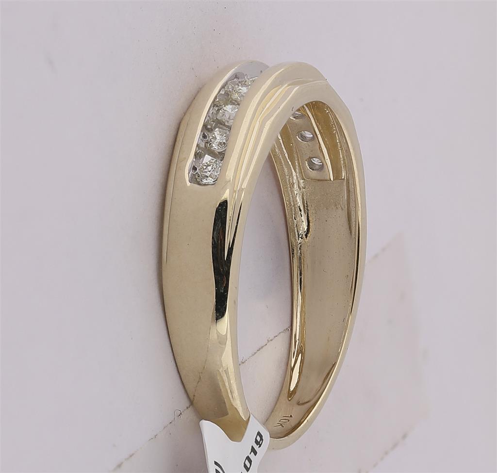 10k Yellow Gold Round Diamond Wedding Channel-Set Band 1/5 Ctw