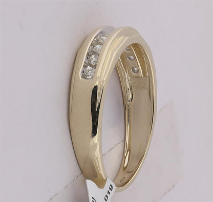 10k Yellow Gold Round Diamond Wedding Channel-Set Band 1/5 Ctw