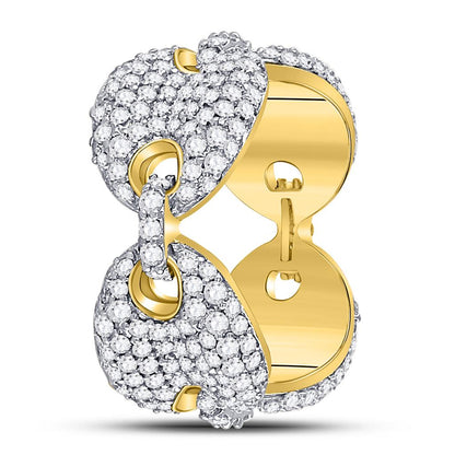 10k Yellow Gold Round Diamond Statement Link Band Ring 2 Cttw