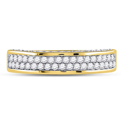 10k Yellow Gold Round Diamond Double Row Band Ring 1-1/5 Cttw
