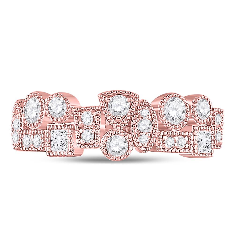 10k Rose Gold Round Diamond Modern Gemometric Band Ring 5/8 Cttw